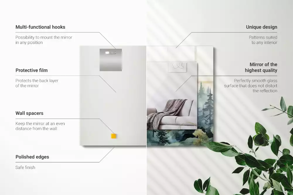 Decorațiuni perete cu oglindă Pădure în ceață