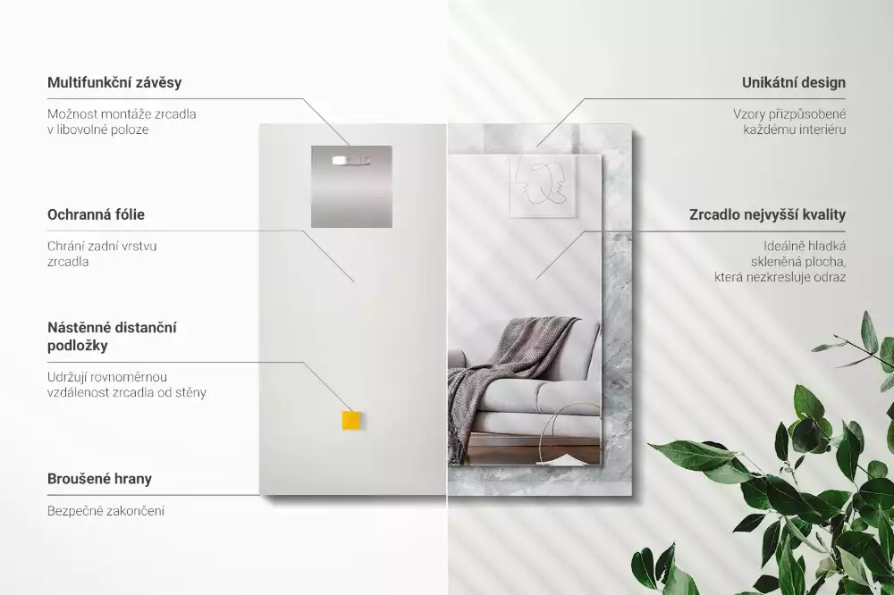 Oglindă imprimată Marmură gri cu vinișoare