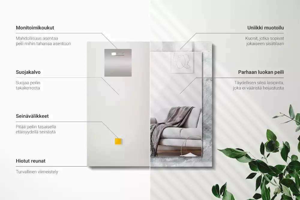 Oglindă imprimată Marmură gri cu vinișoare