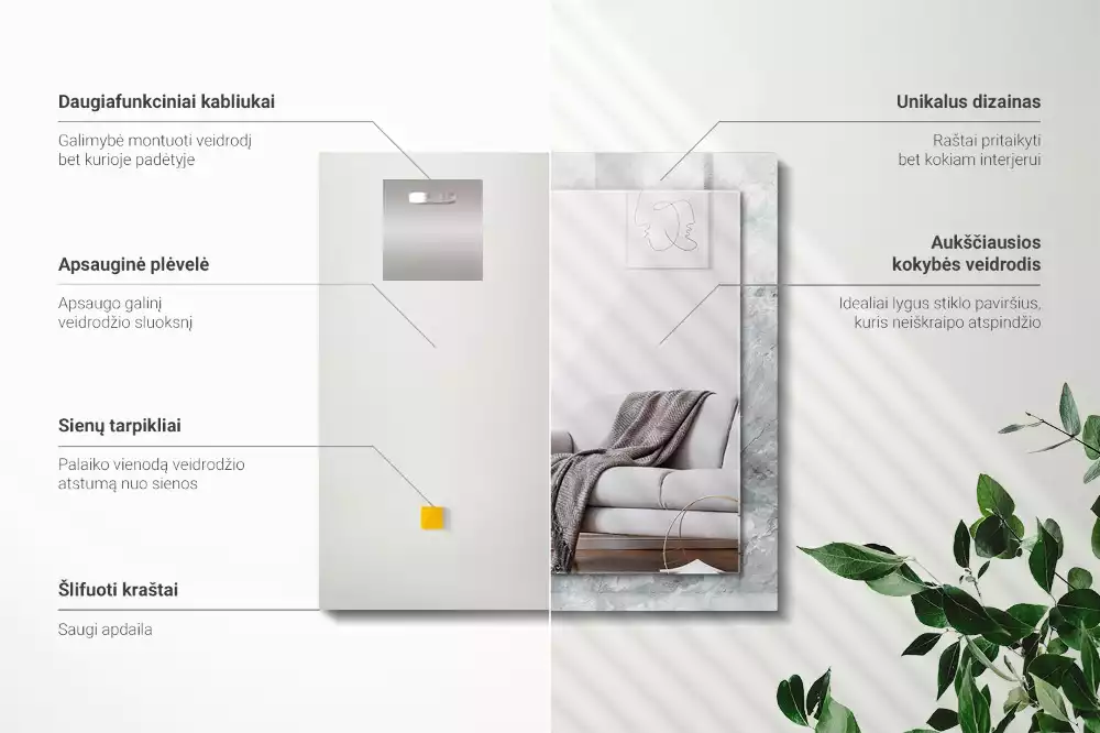 Oglindă imprimată Marmură gri cu vinișoare