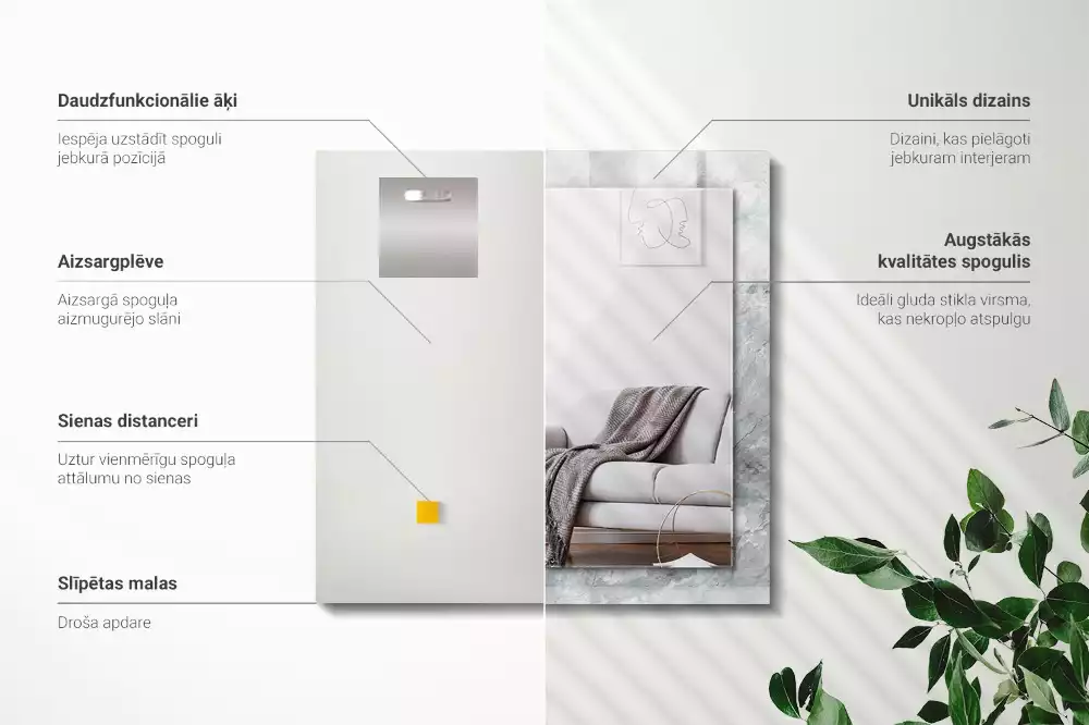 Oglindă imprimată Marmură gri cu vinișoare