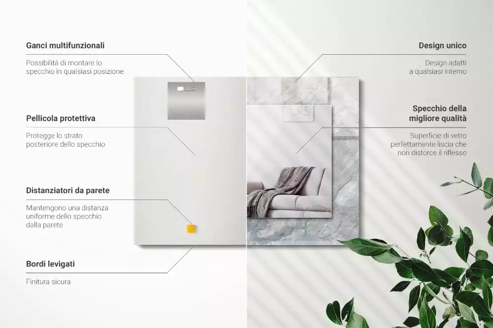 Oglindă imprimată Marmură gri cu vinișoare