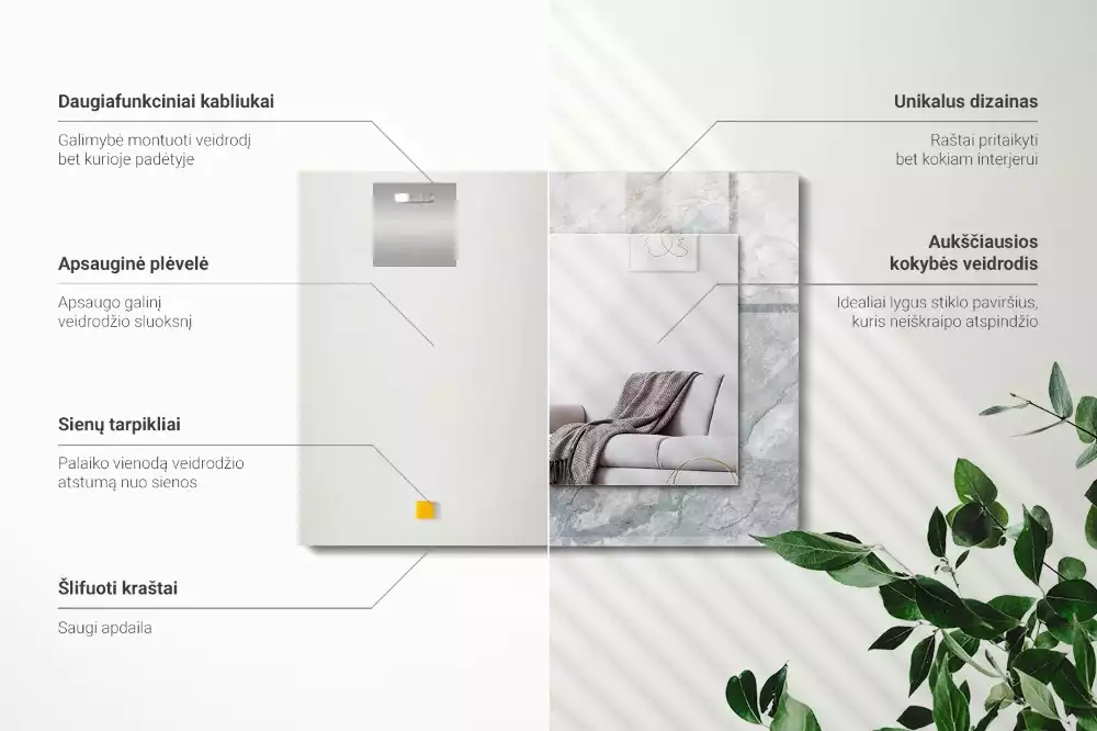 Oglindă imprimată Marmură gri cu vinișoare