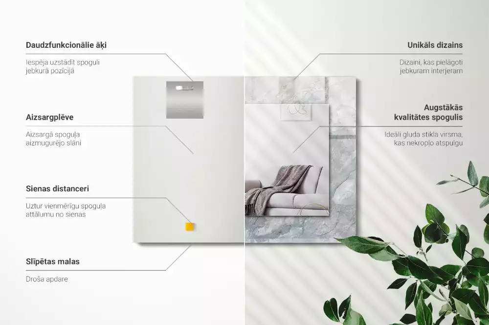 Oglindă imprimată Marmură gri cu vinișoare