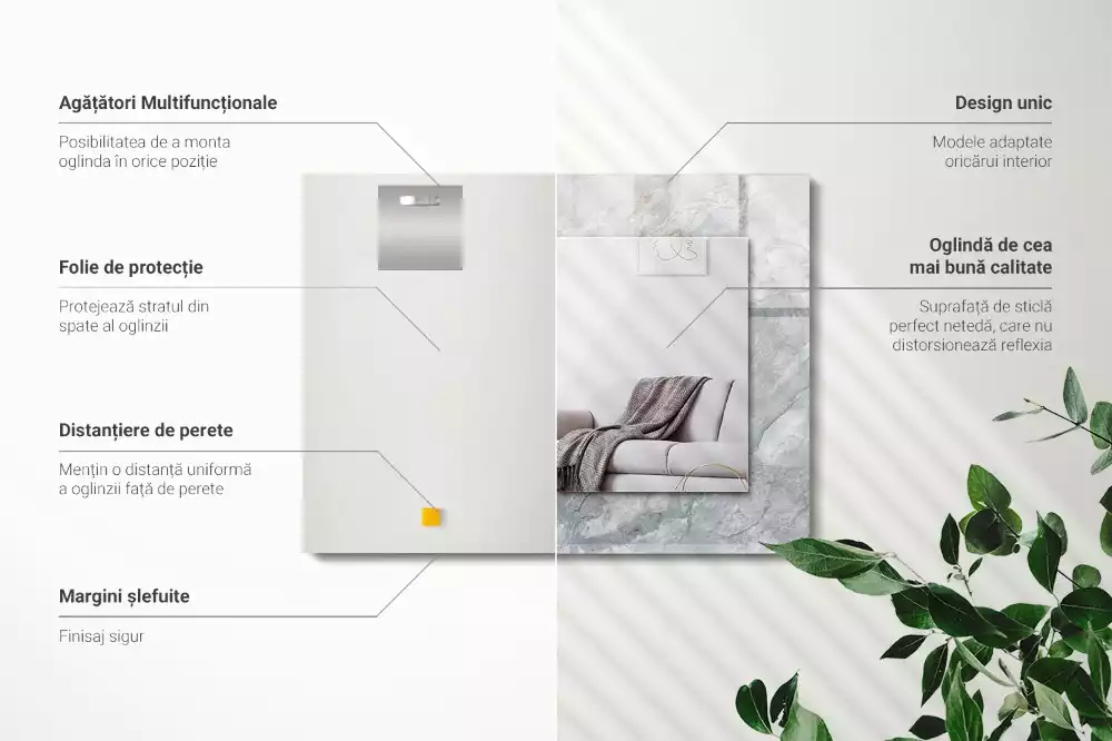 Oglindă imprimată Marmură gri cu vinișoare