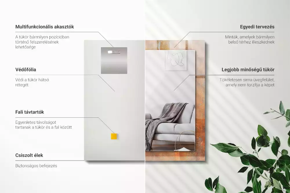 Decorațiuni de perete cu oglinzi Suprafață metalică ruginită