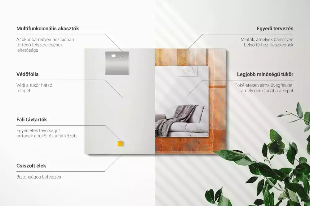 Decorațiuni de perete cu oglinzi Suprafață metalică ruginită