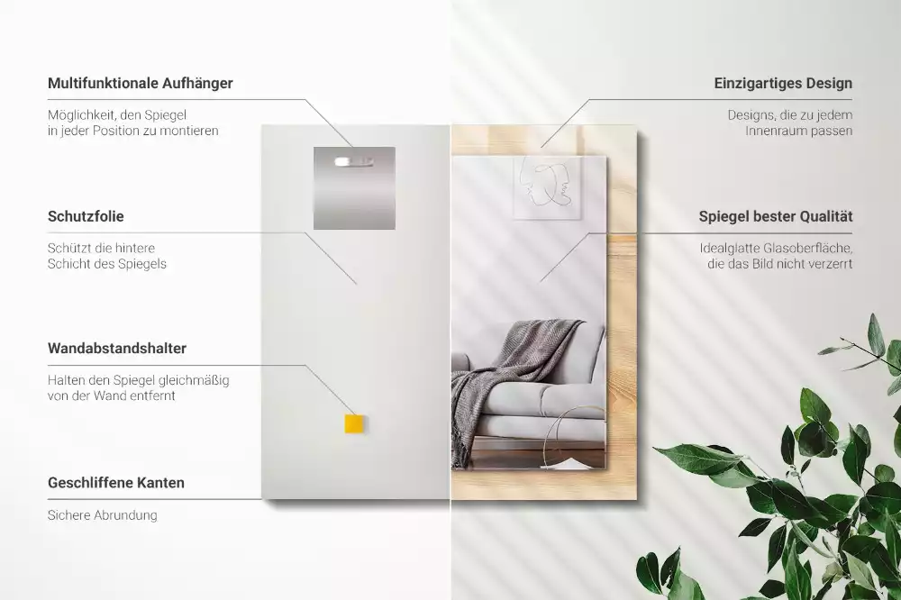 Decorațiuni perete cu oglindă Textură lemn scânduri