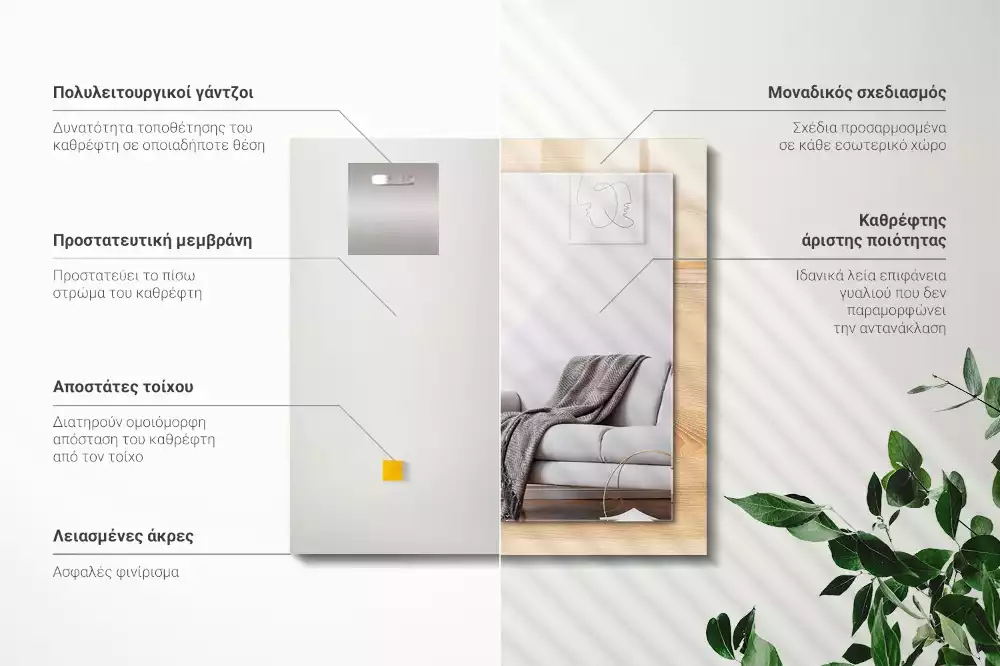 Decorațiuni perete cu oglindă Textură lemn scânduri