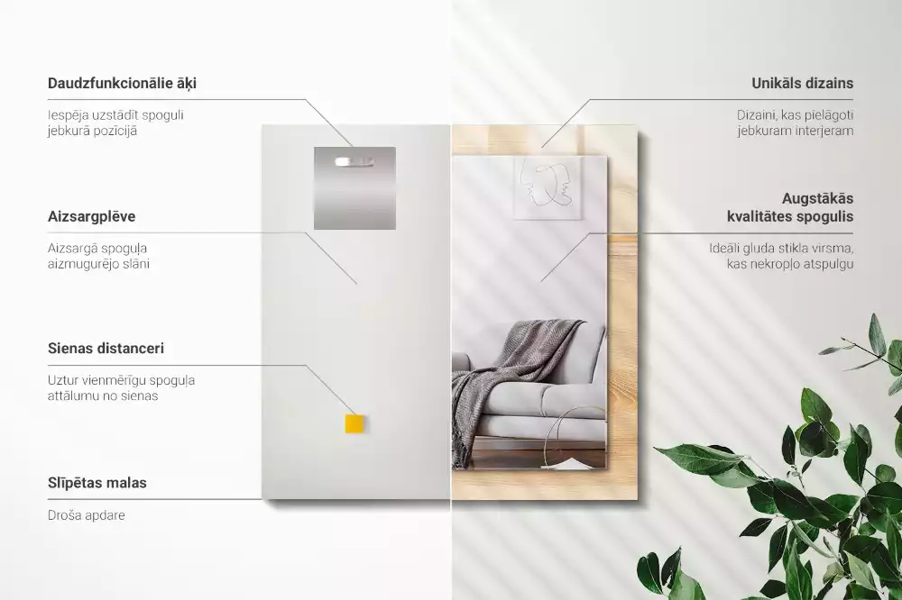 Decorațiuni perete cu oglindă Textură lemn scânduri