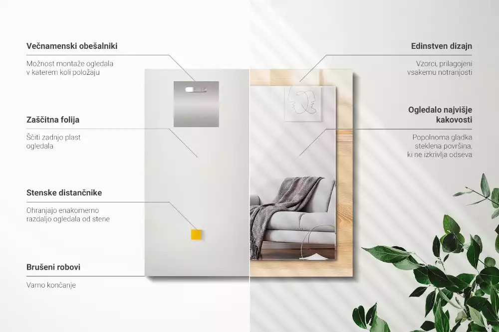 Decorațiuni perete cu oglindă Textură lemn scânduri