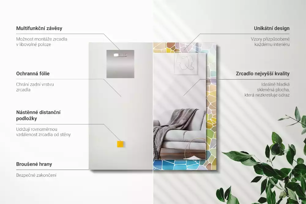 Oglindă imprimată Mozaic colorat abstract