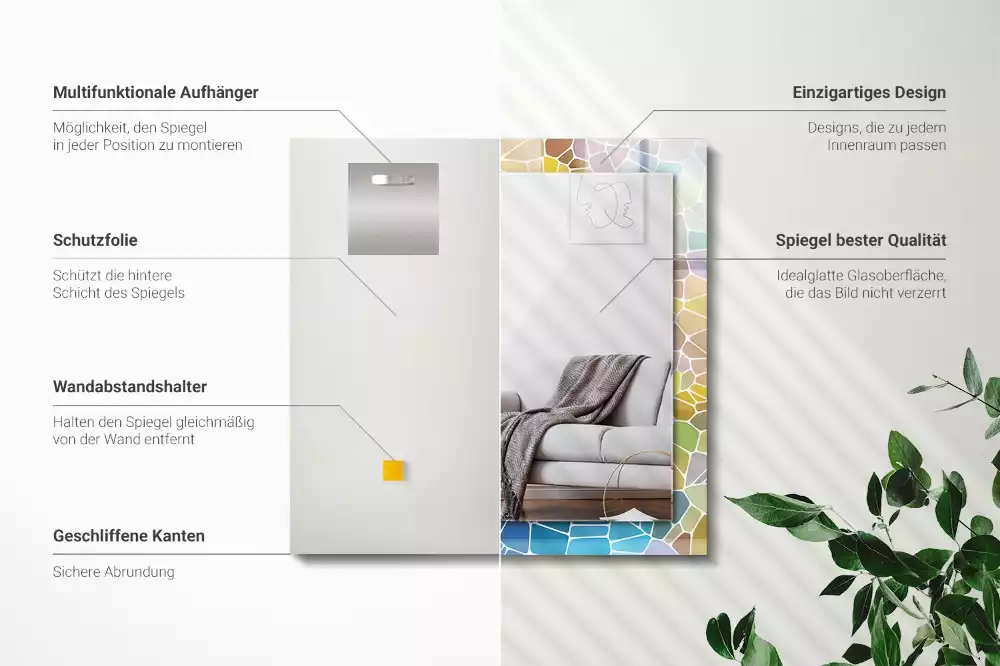 Oglindă imprimată Mozaic colorat abstract