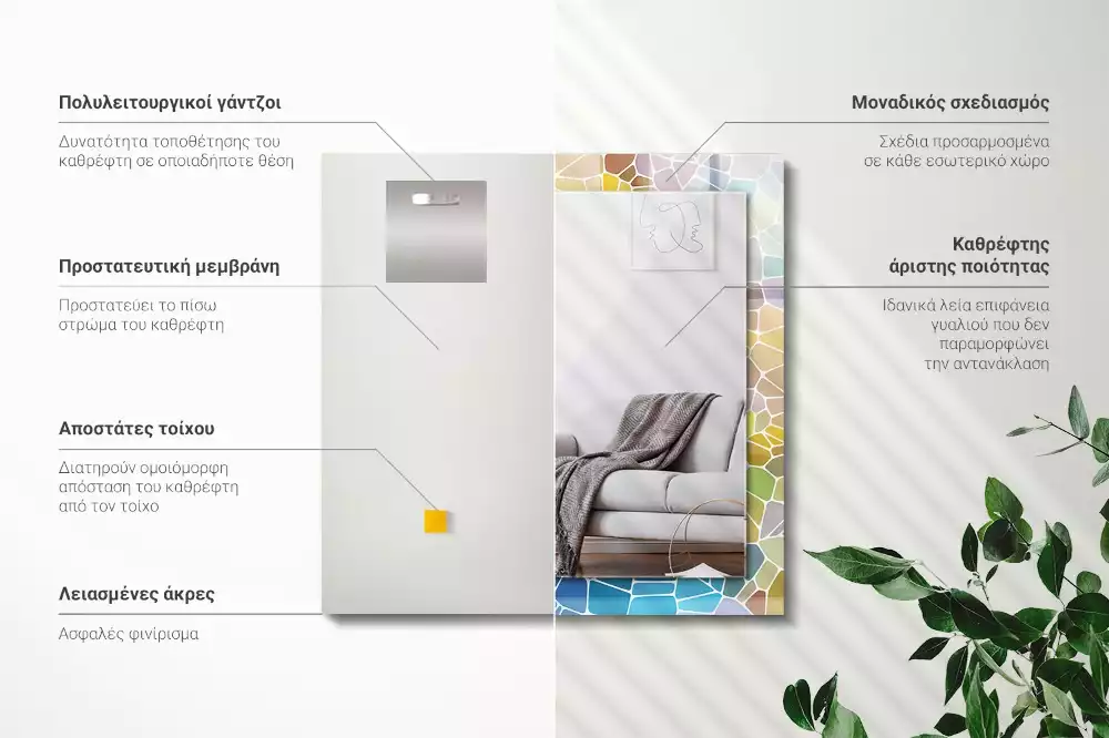 Oglindă imprimată Mozaic colorat abstract