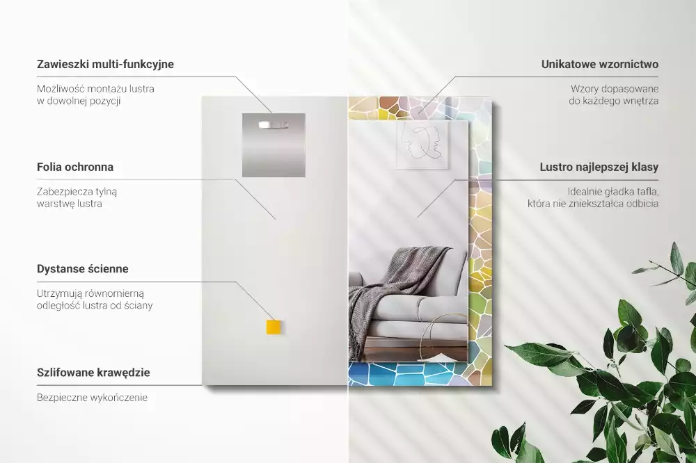 Oglindă imprimată Mozaic colorat abstract