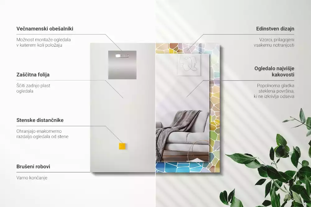 Oglindă imprimată Mozaic colorat abstract