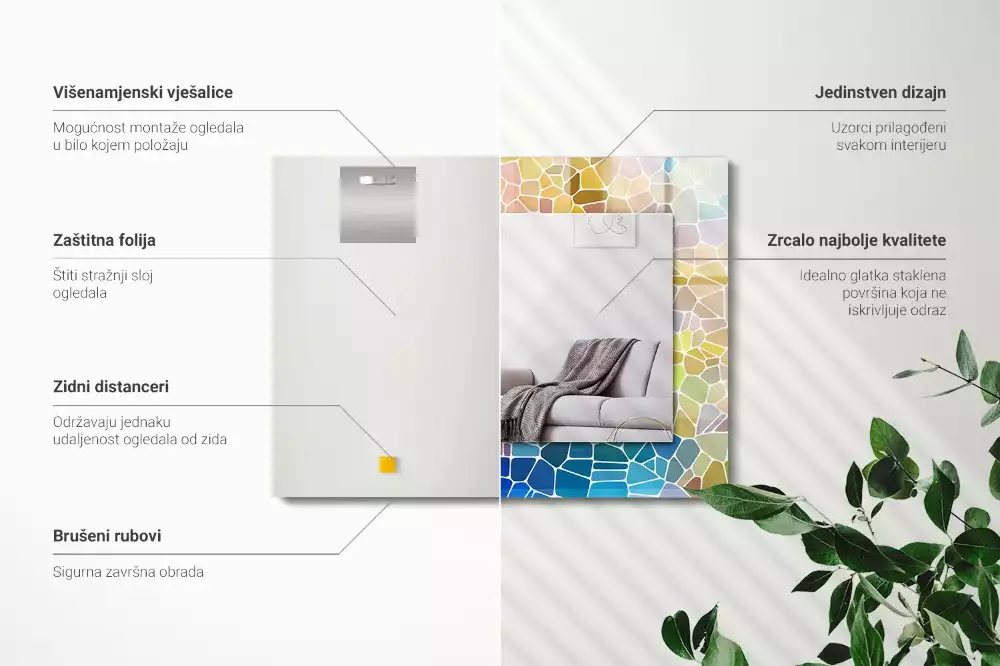 Oglindă imprimată Mozaic colorat abstract