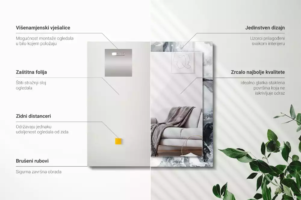 Decorațiuni de perete cu oglinzi Compoziție picturală abstractă