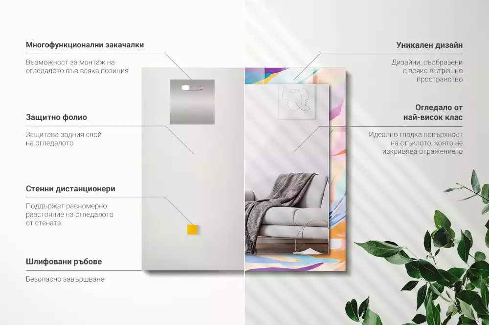 Decorațiuni perete cu oglindă Tușe colorate abstracte