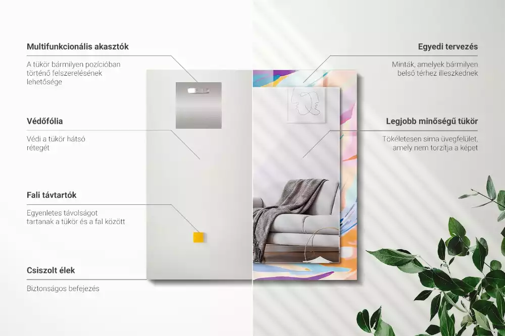 Decorațiuni perete cu oglindă Tușe colorate abstracte