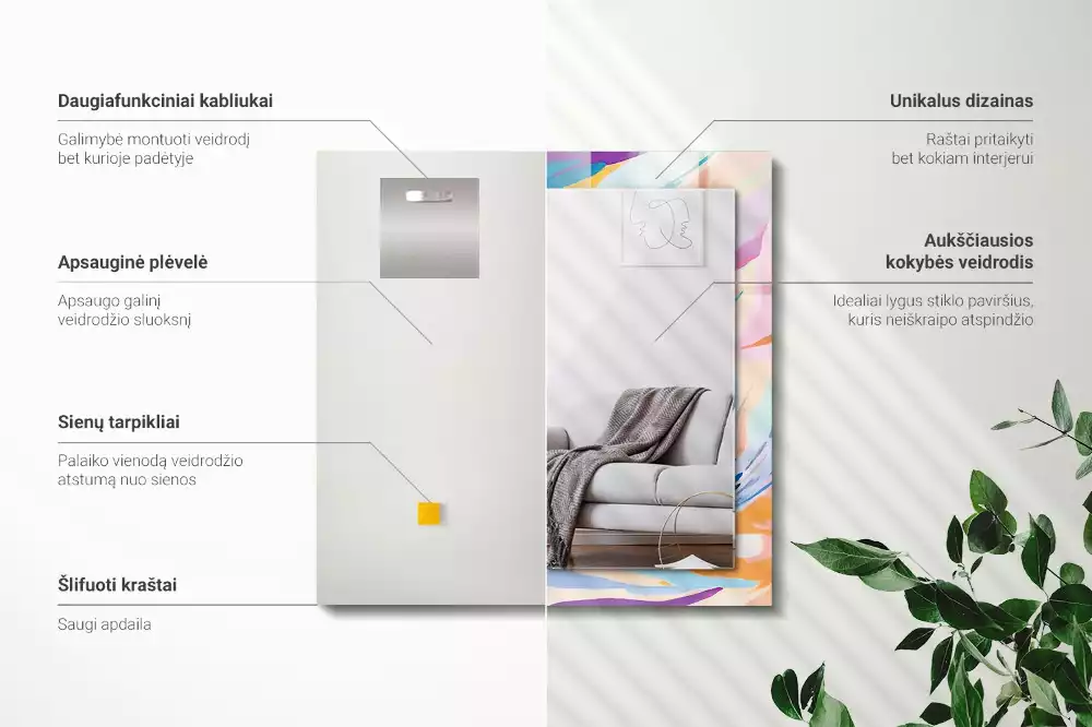 Decorațiuni perete cu oglindă Tușe colorate abstracte