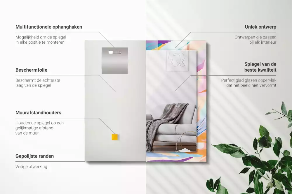 Decorațiuni perete cu oglindă Tușe colorate abstracte