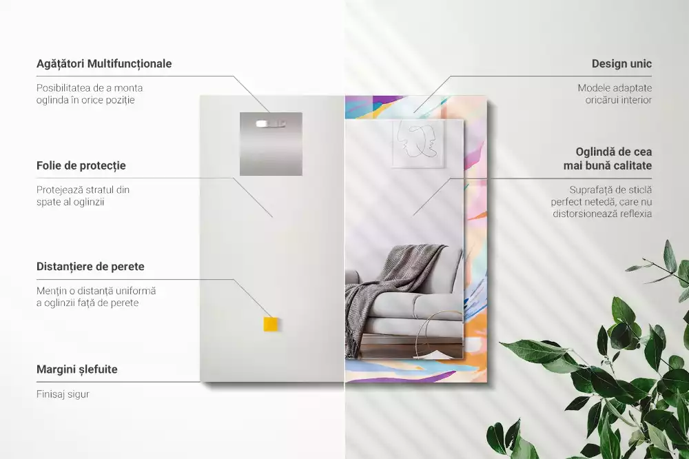 Decorațiuni perete cu oglindă Tușe colorate abstracte