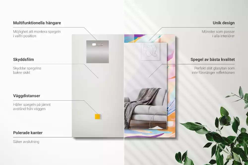 Decorațiuni perete cu oglindă Tușe colorate abstracte