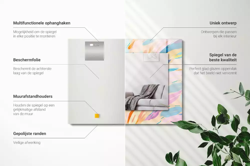 Decorațiuni perete cu oglindă Tușe colorate abstracte