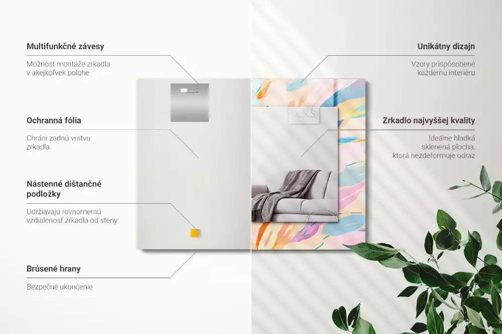 Decorațiuni perete cu oglindă Tușe colorate abstracte