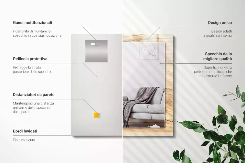 Decorațiuni de perete cu oglinzi Textură inele de lemn