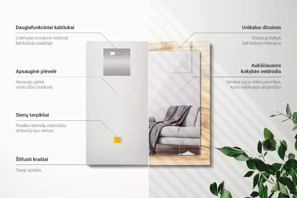 Decorațiuni de perete cu oglinzi Textură inele de lemn