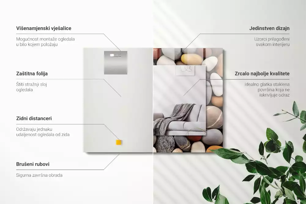 Decorațiuni perete cu oglindă Pietre netede colorate