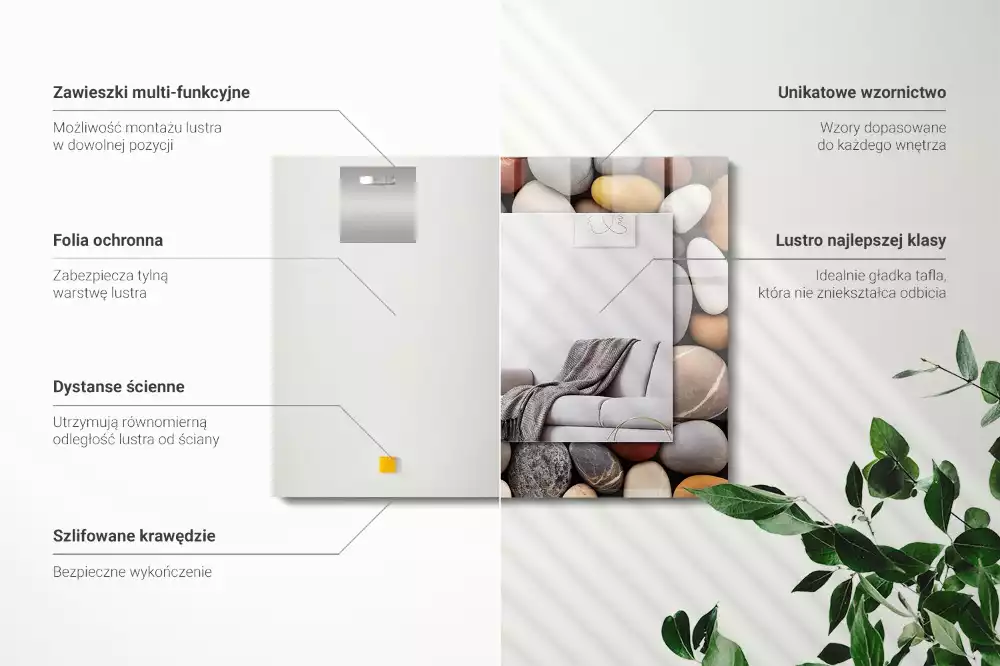 Decorațiuni perete cu oglindă Pietre netede colorate