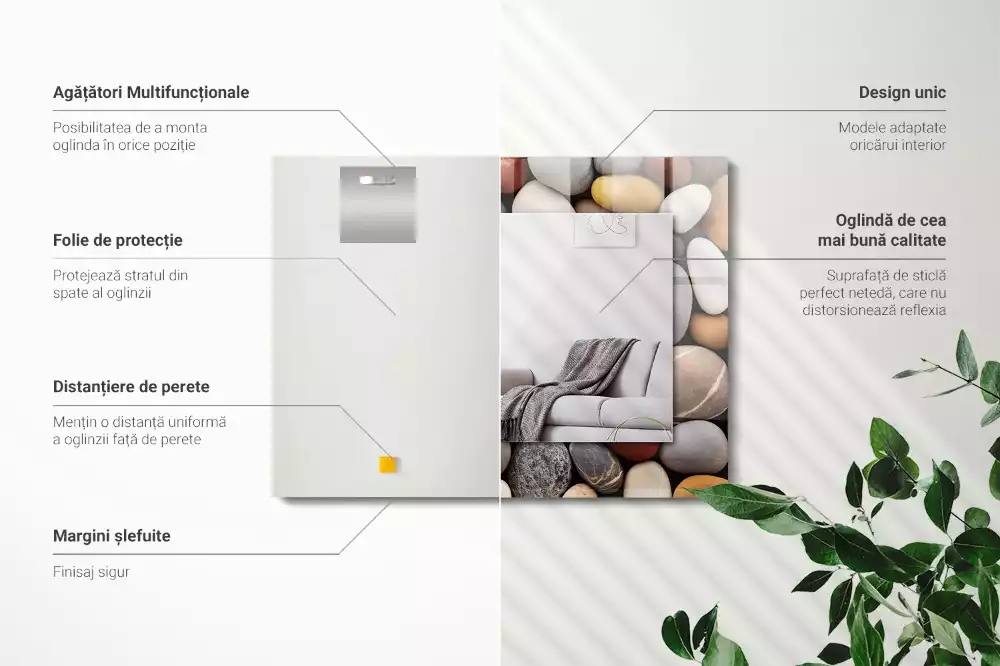 Decorațiuni perete cu oglindă Pietre netede colorate