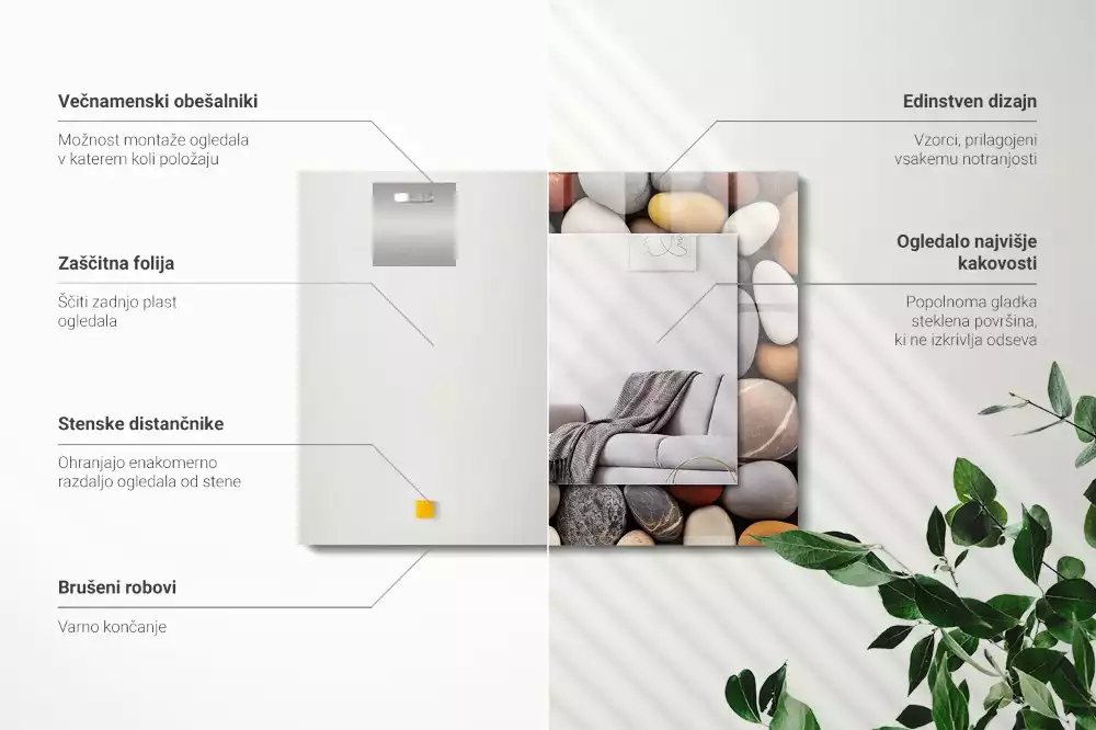 Decorațiuni perete cu oglindă Pietre netede colorate