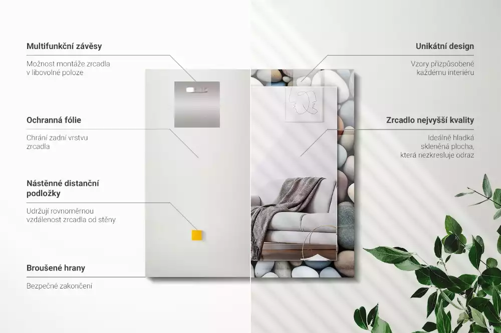 Oglindă imprimată Pietre netede colorate