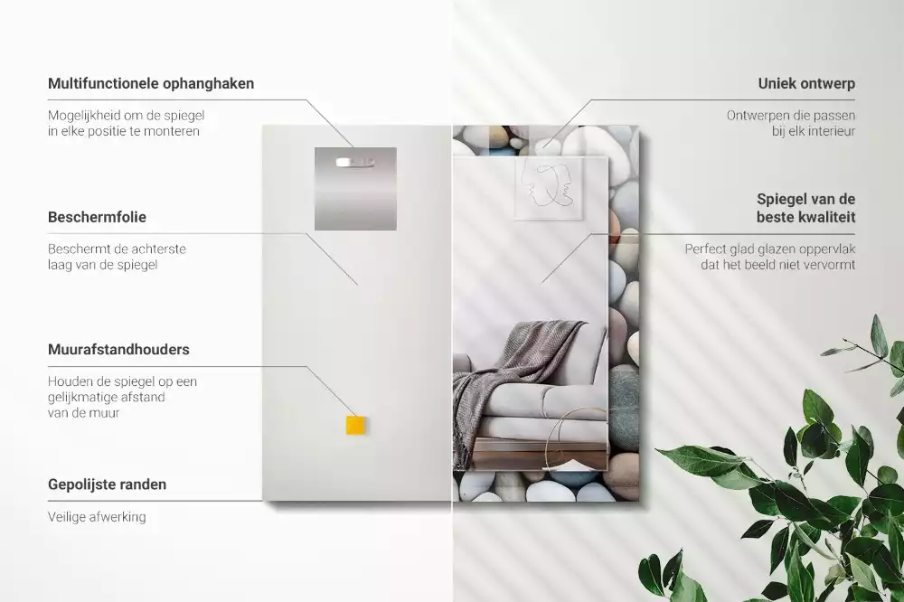 Oglindă imprimată Pietre netede colorate