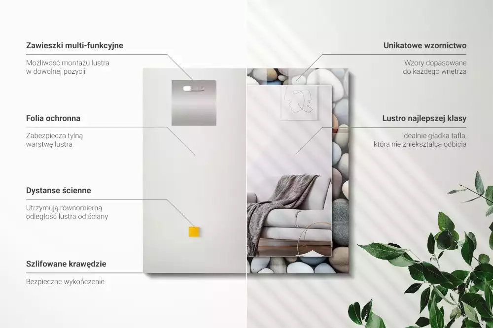 Oglindă imprimată Pietre netede colorate