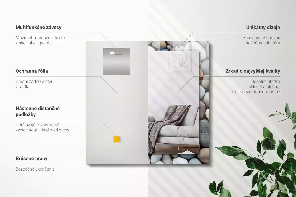 Oglindă imprimată Pietre netede colorate