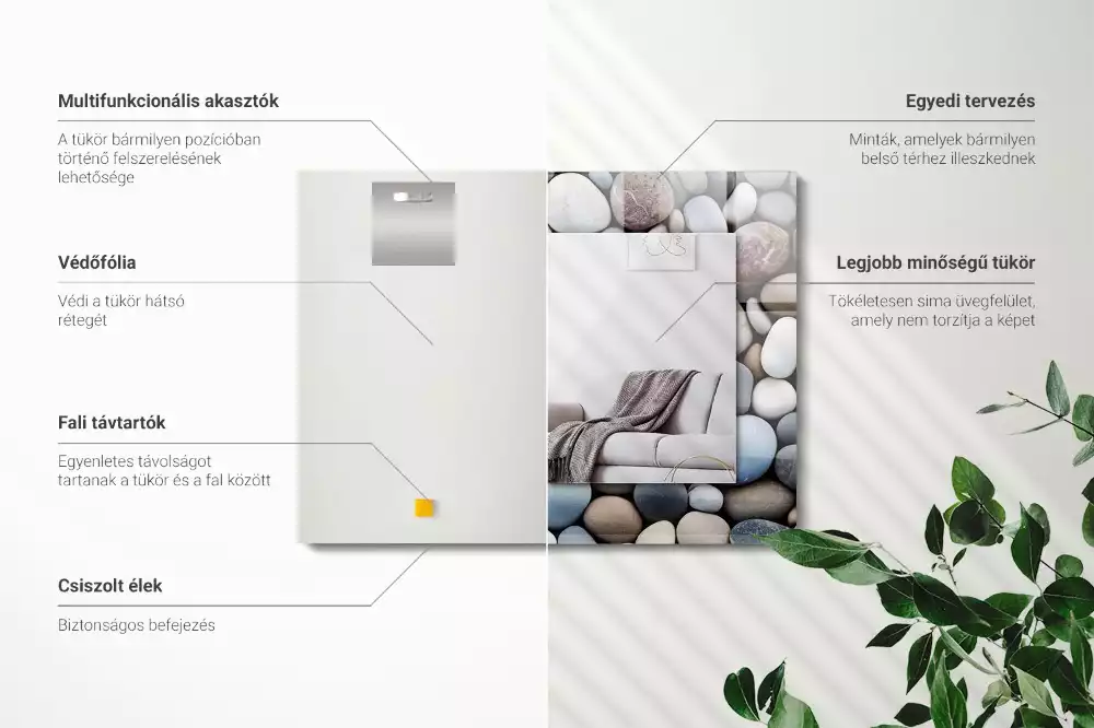 Oglindă imprimată Pietre netede colorate