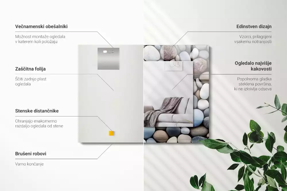 Oglindă imprimată Pietre netede colorate