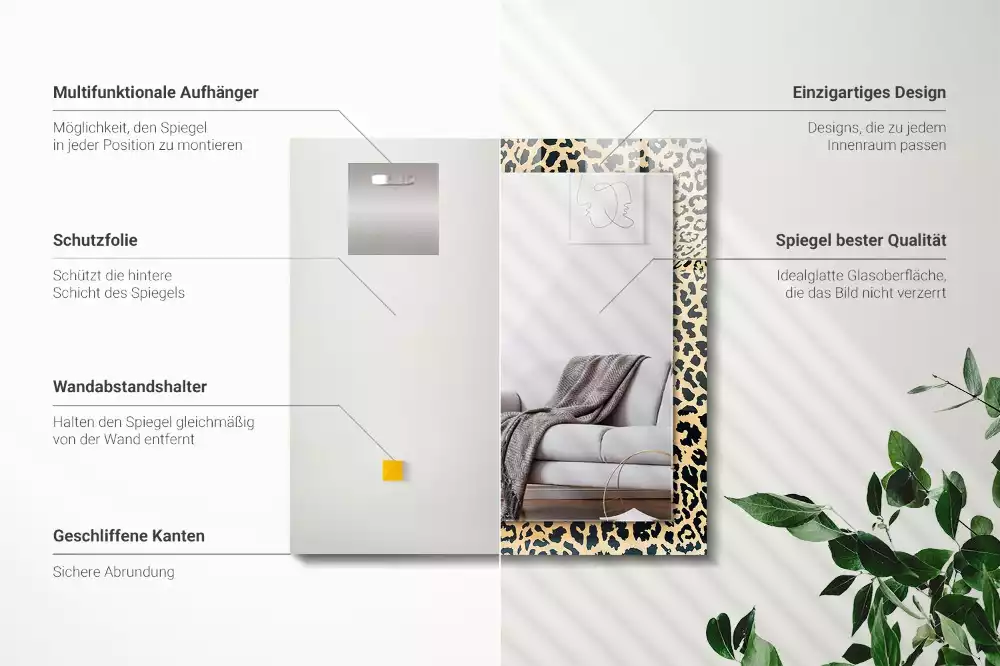 Decorațiuni de perete cu oglinzi Model leopard