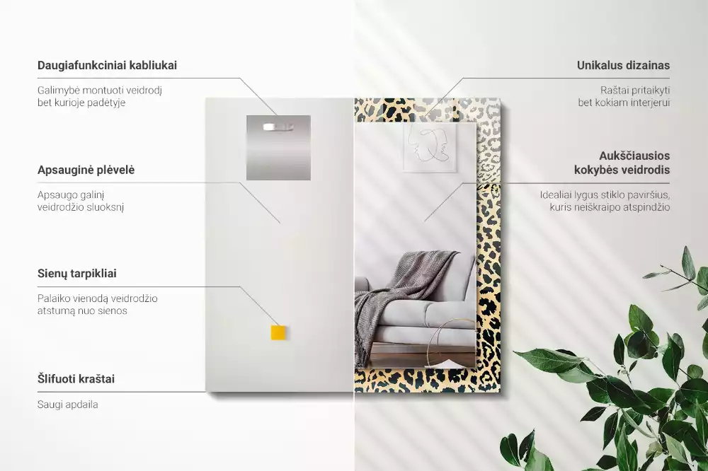 Decorațiuni de perete cu oglinzi Model leopard