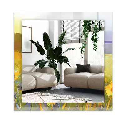 Decorațiuni perete cu oglindă Câmp de floarea-soarelui