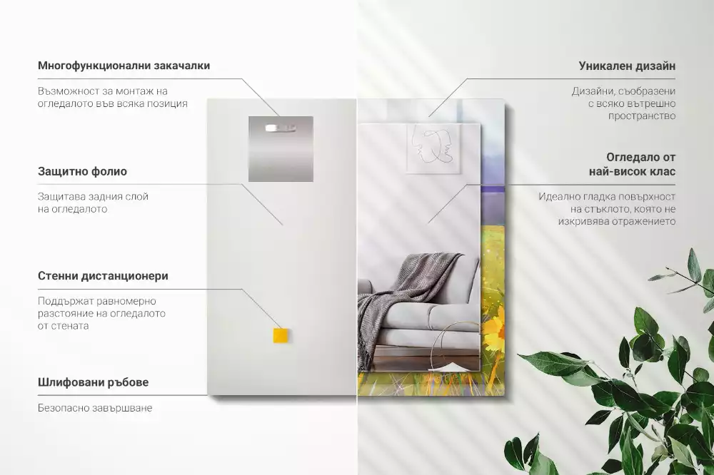 Decorațiuni perete cu oglindă Câmp de floarea-soarelui