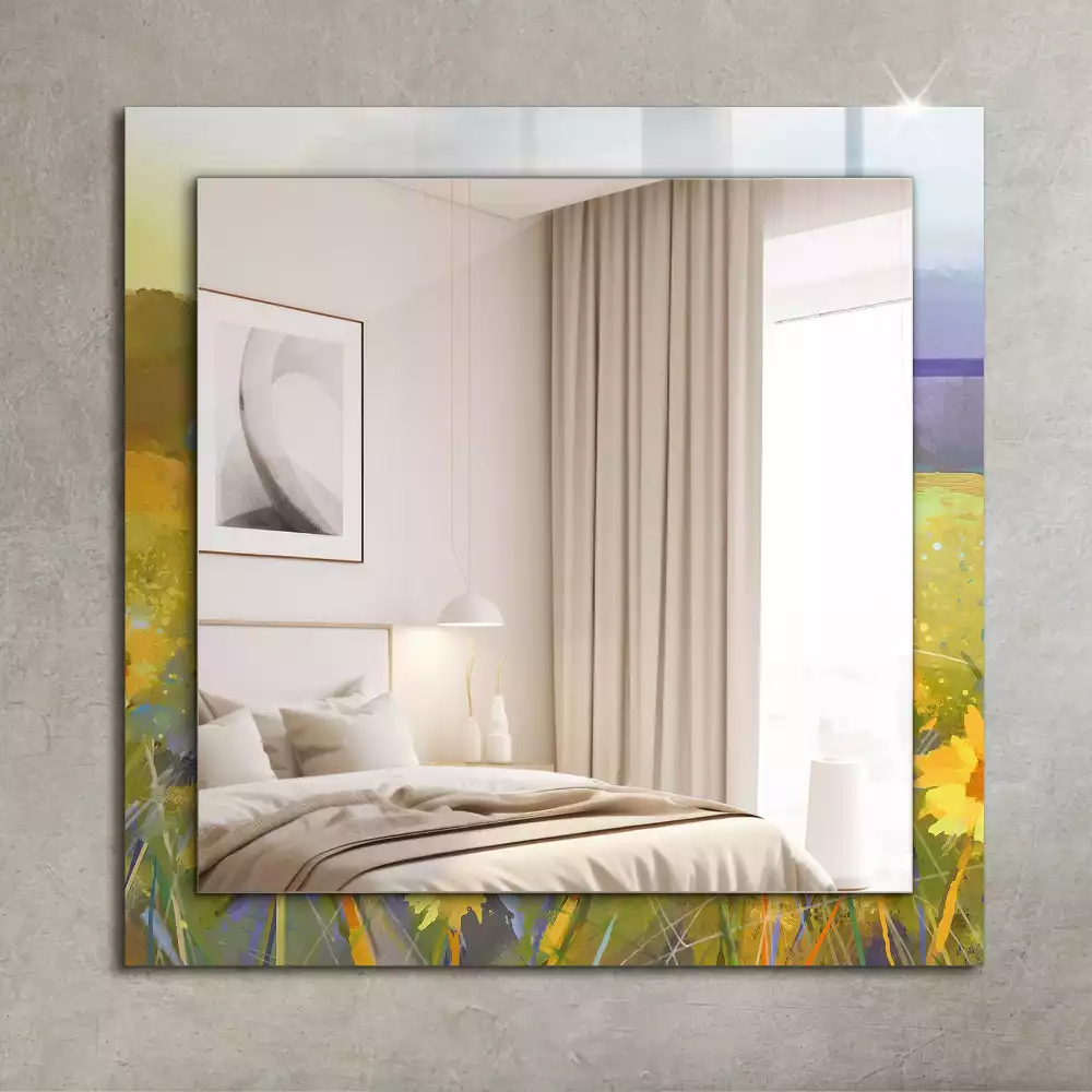 Decorațiuni perete cu oglindă Câmp de floarea-soarelui