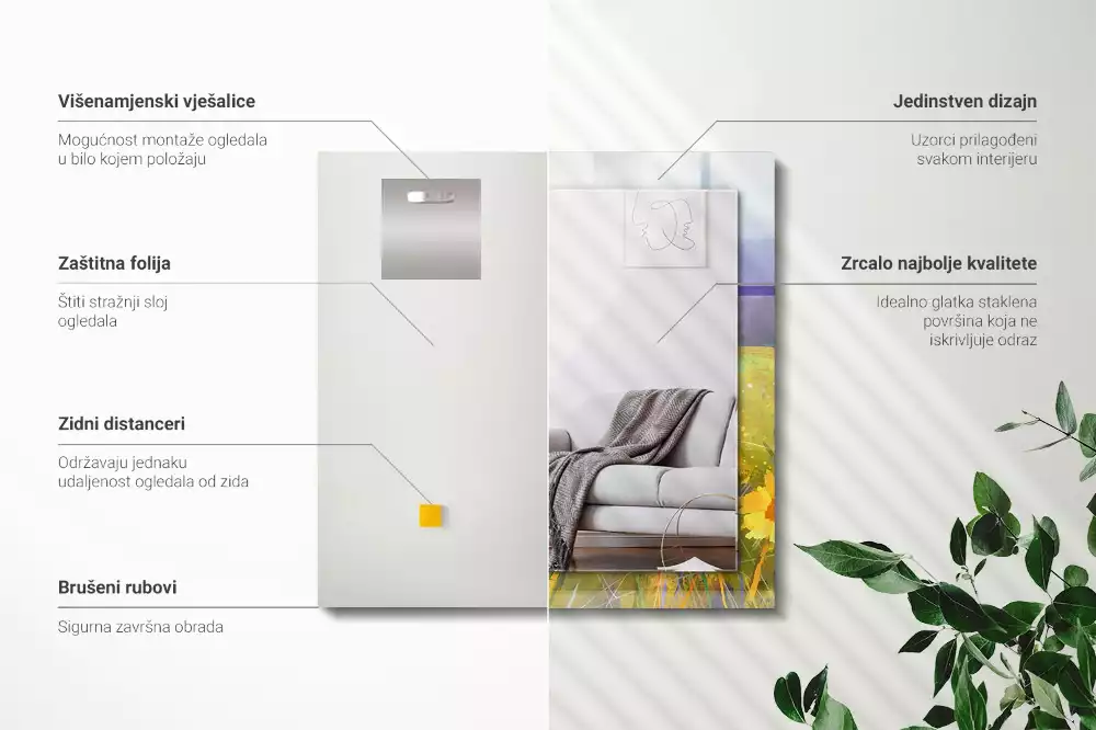 Decorațiuni perete cu oglindă Câmp de floarea-soarelui