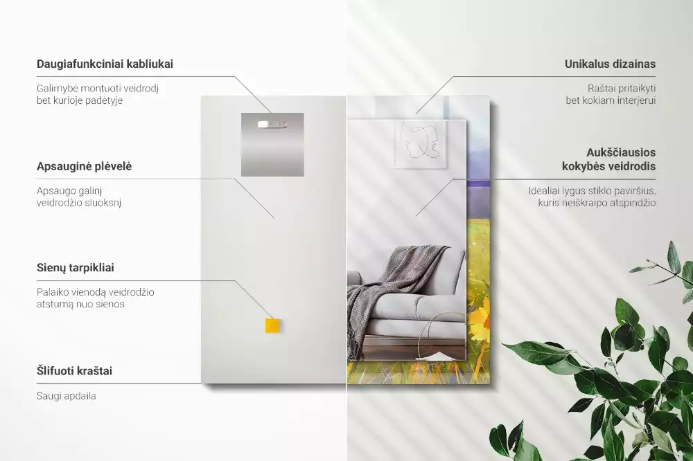 Decorațiuni perete cu oglindă Câmp de floarea-soarelui