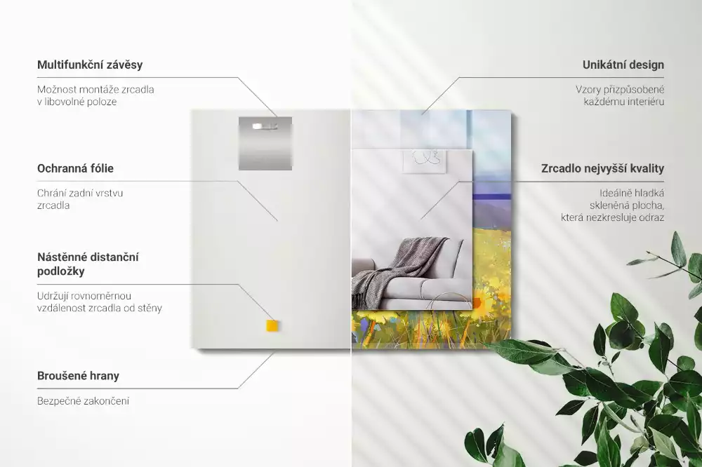 Decorațiuni perete cu oglindă Câmp de floarea-soarelui